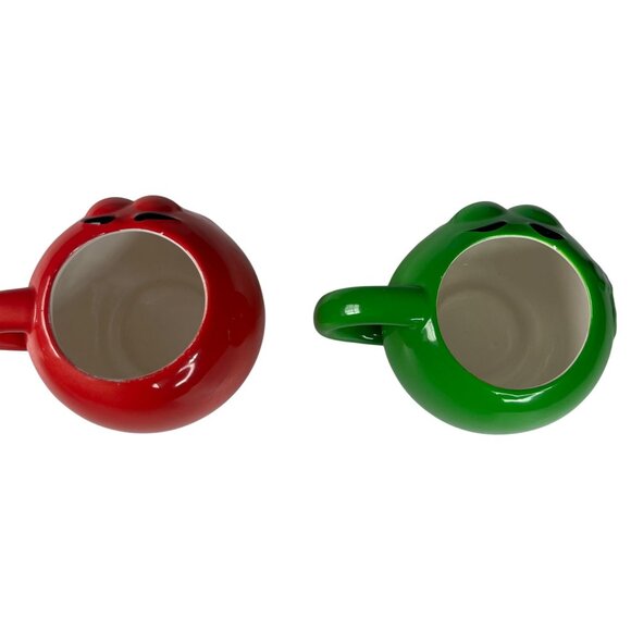M&Ms Ceramic Coffee Mugs Holiday Collectible Set f 2 Red Green By Galerie - Picture 6 of 8